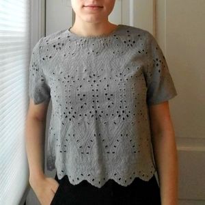 Zara lilac grey lace crop top